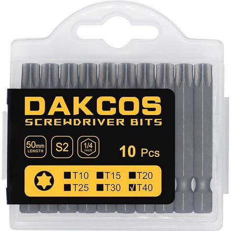 T40 Bit Longue, embouts T40, assortiment d'embouts en S2 (longueur : 50 mm, 10 pièces) (1/4)