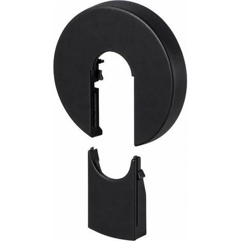 Rosette for hinged radiators, radiator cover collar, matte black, 45 mm outer diameter, 16 mm pipe hole, radiators, PVC drawer rosette (1/5)