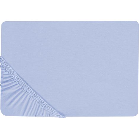 Sábana de algodón azul claro 200 x 200 cm ajustable bordes elásticos sólido Janbu (1/5)
