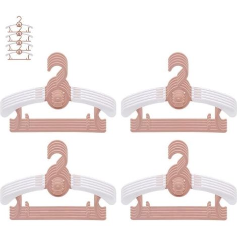 Cintres empilables pour enfants - Lot de 20 - Antidérapants - Écologiques - Peu encombrants - Rose (1/4)