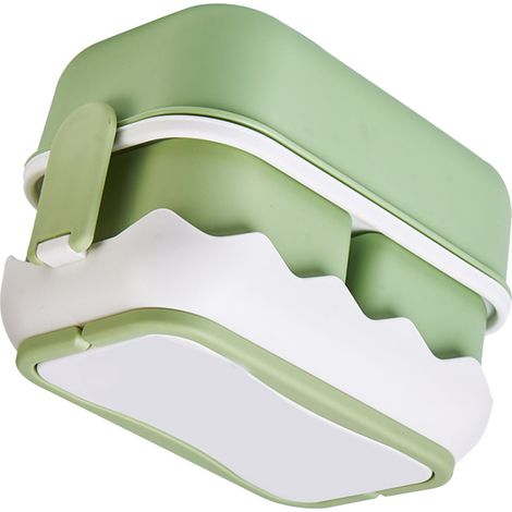 Boîte à lunch portable en plastique à 2 compartiments, résistante au chauffage et étanche, idéale pour les étudiants et les travailleurs (couleur avocat). (1/5)
