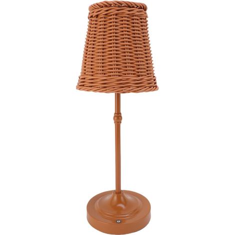 Lampe de table LED sans fil en rotin, rechargeable et à intensité variable, lampe de chevet avec éclairage doux pour les yeux, idéale pour l'intérieur et l'extérieur (maison, terrasse, restaurant). (1/5)