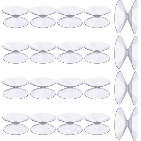 Ventouses Double Face, 20 Pièces 3 cm Ventouses Transparentes, Extra Fortes PVC Plastique Suspension Rideau Isolant Ventouse pour Miroir De Table En Verre, Miroir de fenêtre de salle (1/5)
