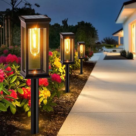 luces solares para jardín, 800 mAh, resistentes al agua IP65, encendido automático, ideales para caminos y jardines [Clase energética A++].