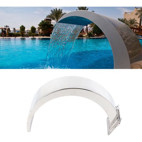 Fuente tipo cascada para piscinas con arco redondeado, conexión de rosca interna G1, fuente de agua de acero inoxidable para estanques. (1/5)
