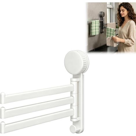 Porte-serviettes pivotant à ventouse, barre porte-serviettes à 3 bras (1/5)