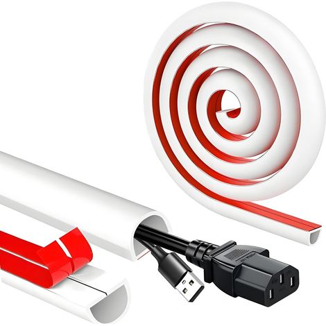 Goulotte Flexible 2M en Caoutchouc Blanc, Cache Câbles Auto-adhésif (1/5)
