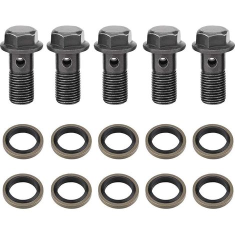 Boulon Banjo, 5 Pièces Boulons Banjo de Frein de Moto et Rondelles Banjo pour maître-cylindre d'étrier de Frein M10 x1.0mm (1/5)