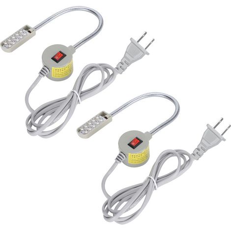 Lot de 2 lampes LED flexibles pour machine à coudre, base magnétique, 110-220V, prise plate américaine (1/5)