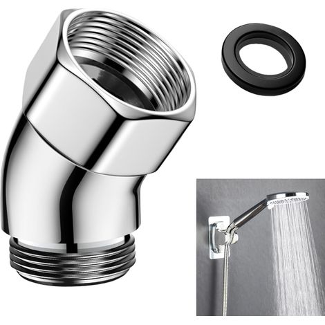 Adaptateur de douche à 135°, raccord coudé pour pommeau de douche, avec joint d'étanchéité (1/4)