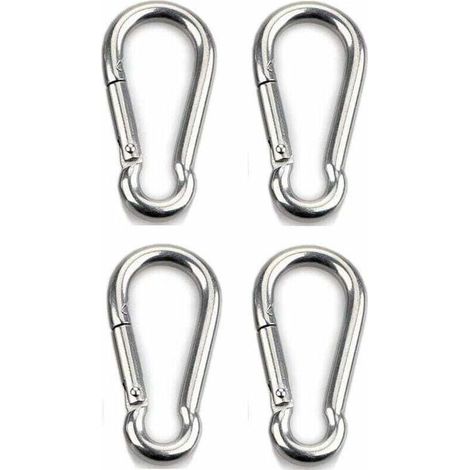 Moschettone robusto a 4 sezioni, ideale per lo sport, per appendere cani o amache, realizzato in acciaio inox 304, spessore 8 mm. (1/5)