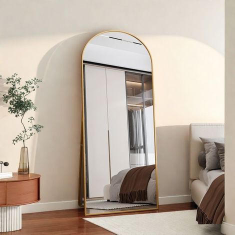 Standspiegel - TANANT - 180x80 cm - Metallrahmen - Sicherheitsglas - Farbe Gold