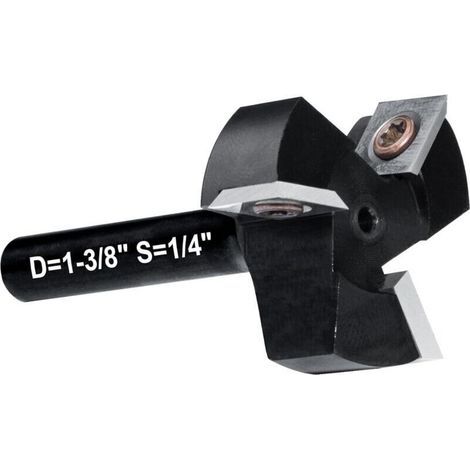 Fraise à Surfacer Tige 1/4'' Défonceuse, Fraise de Rabotage avec Diamètre de Coupe de 1-3/8'', Fraise a Raboter cmt avec 3 Lames, Fraise CNC pour bois réversible (1/4)