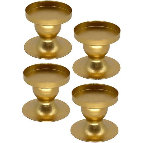 4-teiliges Kerzenhalter-Set mit Stumpenkerzenablage, Metallstruktur, Höhe 6 cm, Heimdekoration, ideal für Hochzeitstage (1/5)