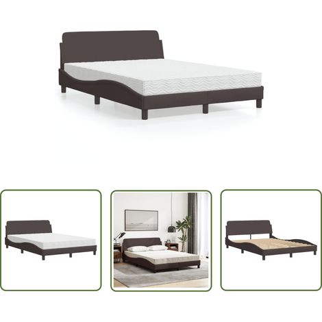 The Living Store Bett mit Matratze Dunkelbraun 140x200 cm Stoff - Doppelbett - Boxspringbetten - Lattenrost - Massivholzbette - Bettsofa (1/5)