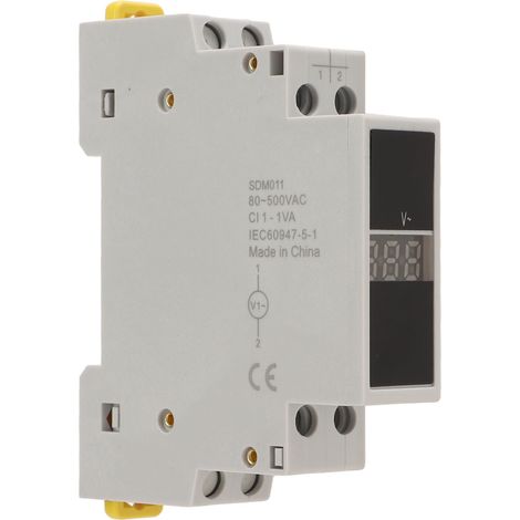 Voltmètre monophasé à affichage numérique, boîtier ABS, mini-voltmètre modulaire pour électriciens, 80 V–500 V CA (1/5)