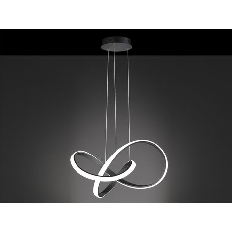 LED Pendelleuchte INDIGO in Schwarz geschwungen, Ø 55cm (1/5)