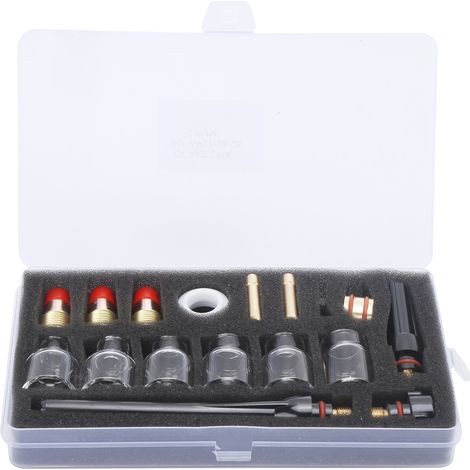 Kit di accessori per torcia di saldatura, set di 17 ugelli in vetro per saldatura TIG, attrezzatura per saldatura TIG per pistola di saldatura ad argon WP-17/18/27 (1/5)