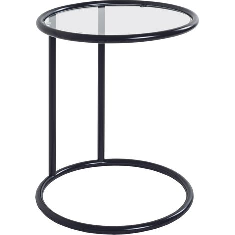 Table d'appoint en verre trempé, métal coloris noir - diamètre 45 x hauteur 55 cm (1/4)