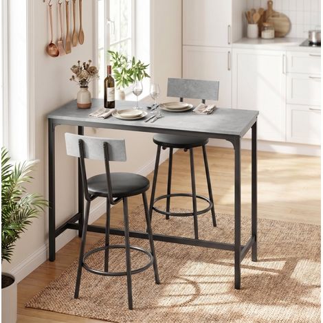 Tavolo da bar con 2 sgabelli, 100 x 40 x 90,5 cm, grigio HAVRYA (1/4)
