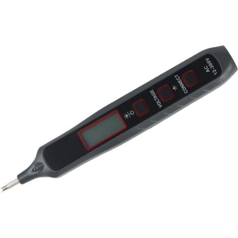 Stylo de test multimètre numérique avec lumière LED, détecteur de tension 12-300 V pour électriciens, détecteur de rupture de fil compact (gris) (1/4)