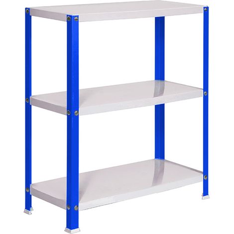 SimonRack Scaffale da Ufficio/Libreria, 900x1000x400 mm, 3 Ripiani, 100 kg per Ripiano, Metallo Stile Industriale, Blu/Bianco – Simon Home