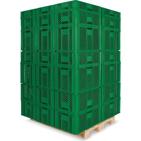 BRB 78 Stück Stapelkörbe/Bäckerkästen in 5 Größen, Grundmaß LxB 600x400 mm, H 90 mm, 150 mm, 240 mm, 320 mm, 410 mm (grün)