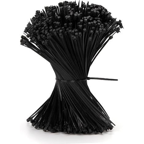 500 Pièces Collier de Serrage Noir 200 x 2,5 mm Serre-câbles Électriques Attaches de Câble en Plastique Nylon Autobloquantes Noir (1/5)