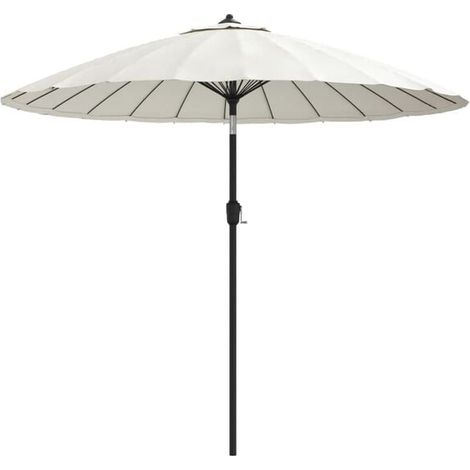 Parasol d'extérieur et mât, aluminium, 270 cm, blanc sable. (1/5)