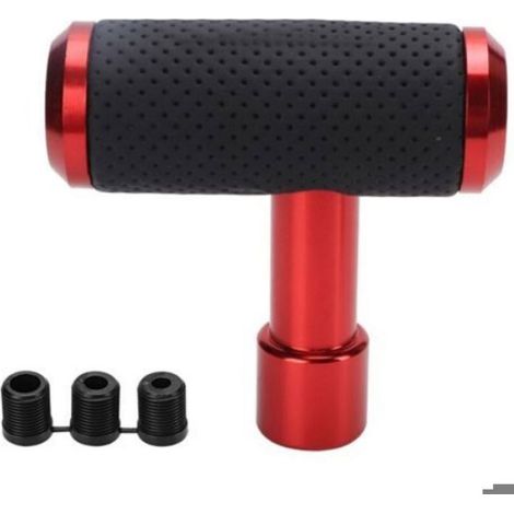 Pommeau levier de vitesse universel forme T rouge, compatible boîte manuelle et automatique. (1/4)