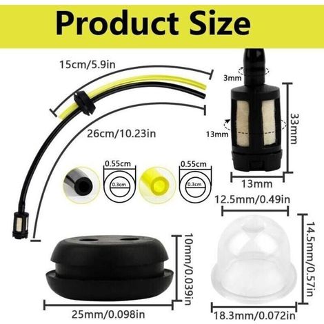 Tuyaux d'Essence Durite Ensembles Universel Filtre Durite Tuyaux D'essence Avec Filtre Tuyau de Carburant Débroussailleuse Durite Essence Tondeuse Tuyau d'huile Tondeuse à Gazon Durite Gasoil