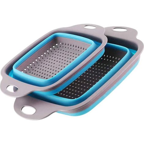 Passoire de cuisine pliable en silicone sans BPA, 2 tailles pour fruits et légumes, panier filtre à eau pour cuisine camping voyage, facile à nettoyer (1/5)