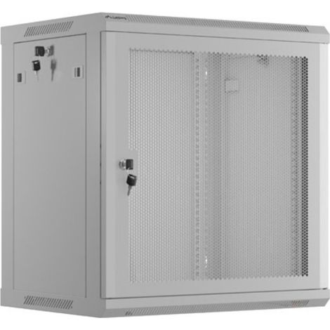 Lanberg Rack de instalación 19" 12u 600x450 gris, puerta perforada (paquete plano) (1/5)