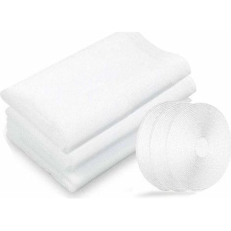 Filet moustiquaire, moustiquaires de fenêtres, 3 paquets 130 cm x 150 cm Insectes de la protection de la fenêtre se moustiquaire fenêtres, avec 3 rouleaux de rubans adhésifs, blanc..DEBUNS (1/5)