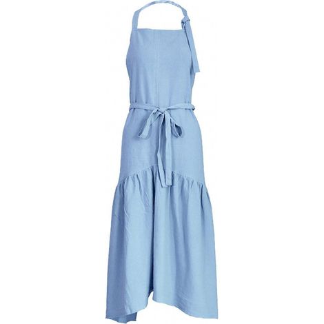 Verstellbare Schürze aus Baumwolle und Leinen für Damen – Schlichtes graues Schürzenkleid zum Kochen, Gärtnern und für Cafés (1/5)