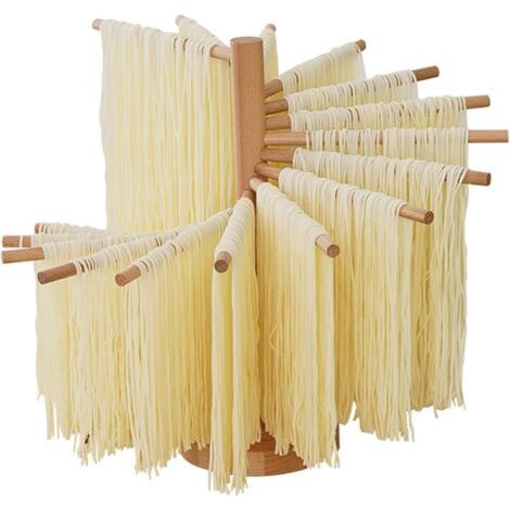 Rack de séchoir de pâtes, porte-séchage de pâtes, porte-séchage en bois pliable pour nouilles pour spaghetti maison installée rapide. (1/4)