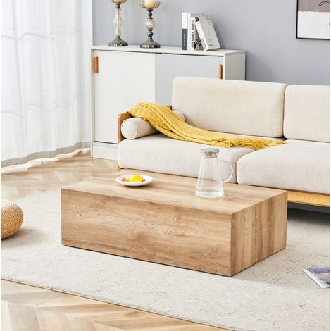Mesa de centro rectangular 90 x 50 x 30 cm de MDF acabado madera, sin montaje DESVIAE (1/5)