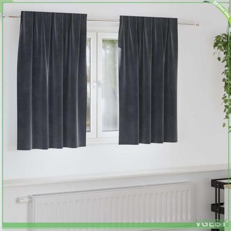 4107228 Rideaux occultants 2 pcs Gris foncé 140 x 140 cm Velours (1/5)