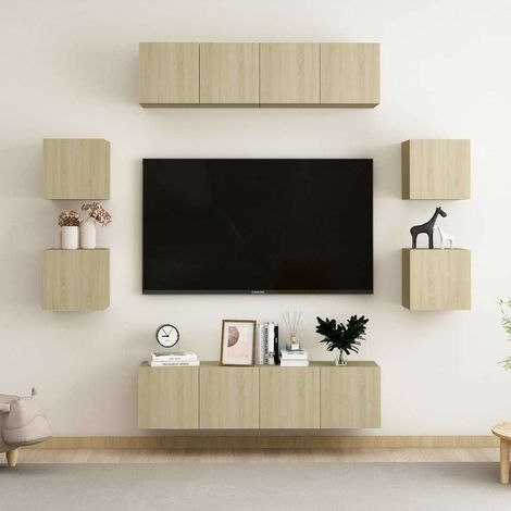 vidaXL 8 Piece TV Cabinet Set Sonoma Oak Engineered Wood (1/5)