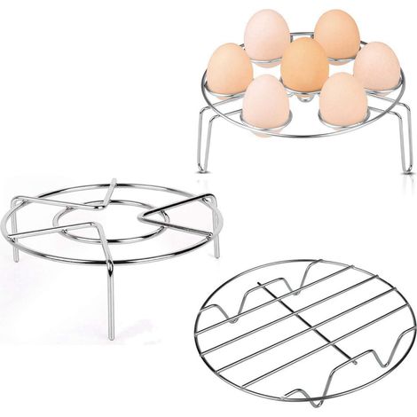 Steam Rack - Stainless Steel Trivet Set for Pressure Cooker and Air Fryer - Egg Steamer Basket and Food Stand - 3 Pieces (1/5)
