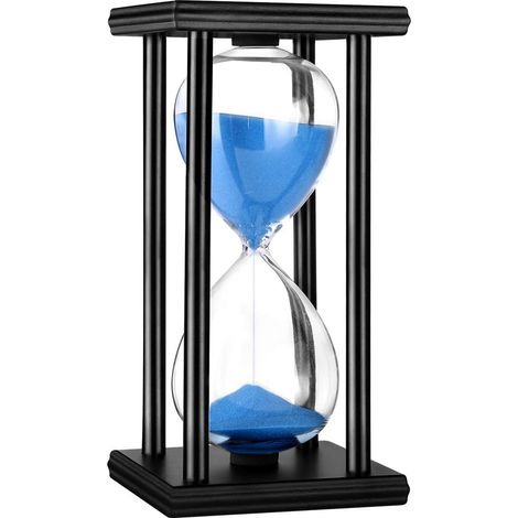Sablier 30 Minutes - Cadre Bois Naturel - Corps Verre avec Sable Non Toxique - Décoration Bureau Cuisine Chambre - Usage Éducatif et Temporel - 1 Pièce