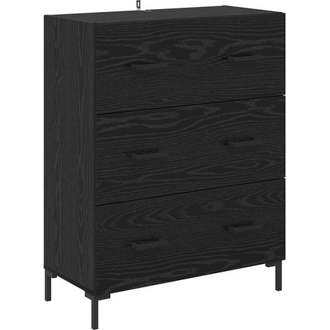 Buffet,Meuble de Rangement,Bahut Chêne noir 69,5 x 34 x 90 cm Bois d'ingénierie et fer CFW185453 (1/5)
