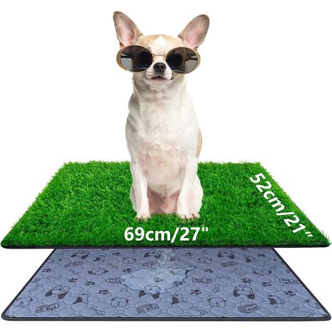 69 x 52 cm - Dog Toilet with Artificial Grass - High Permeability - with Training Mat Washable and Reusable - for Indoor and Outdoor Use (1/5)