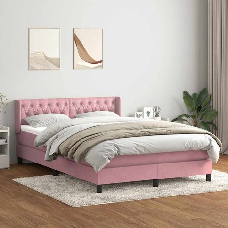 Boxspringbett mit Matratze Rosa 140x220 cm Samt