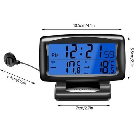 Horloge de Température de Voiture, Horloge Numérique LED avec Rétro-éclairage Tableau de Bord de Température de Voiture (1/4)