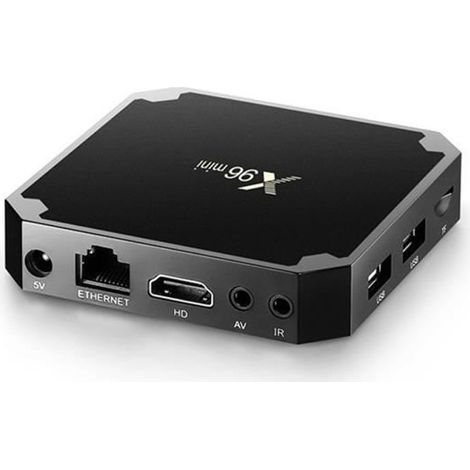 X96 Mini Smart TV Box Android 7.1.2 Amlogic S905W Quad-Core H.265 VP9 HDR10 Mini-PC 1 GB + 8 GB DLNA WLAN LAN HD Schwarz