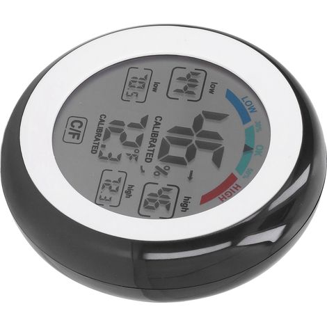 Thermomètre-hygromètre d'intérieur/extérieur, écran tactile rond, sans fil, avec écran LCD. (1/5)