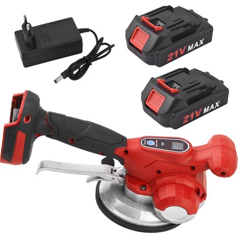 Outil de Pose de Carrelage Vibrant 21V Batterie Incluse, 6 Vitesses Réglables, Forte Charge, Ventouse Large pour Mur et Sol, Décoration Maison, Prise US, Rouge (1/5)