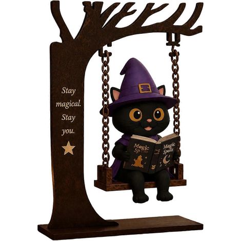 Fantôme assis sur balançoire lecture livre, amusant Halloween décoration, pour bureau bibliothèque décoration,A (1/5)