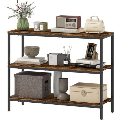 Konsolentisch beistelltisch mit 3 stufigem regal spanplatte metall hellbraun 211501810 (1/5)